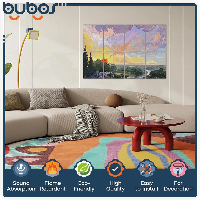 B Bubos 8 Pack Art Acoustic Panels Soundproof Wall Panel,47.2X31.4 Inches Sound Absorbing Panel,Self-Adhesive Decorative Acoustical Wall Panels, Acoustic Treatment for Ceiling Home Office(Oil Painting) - Image 3
